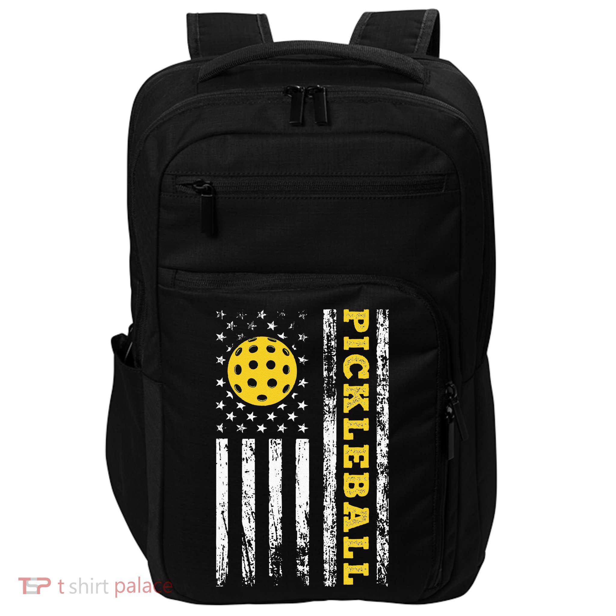 US Flag Pickleball Player Paddleball Lover Impact Tech Backpack