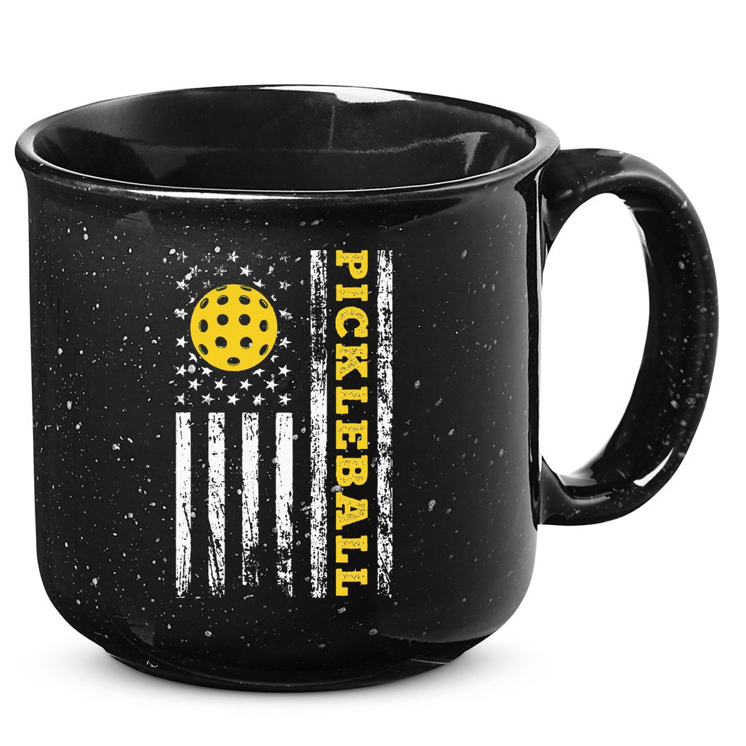US Flag Pickleball Player Paddleball Lover 15oz Campfire Ceramic Mug