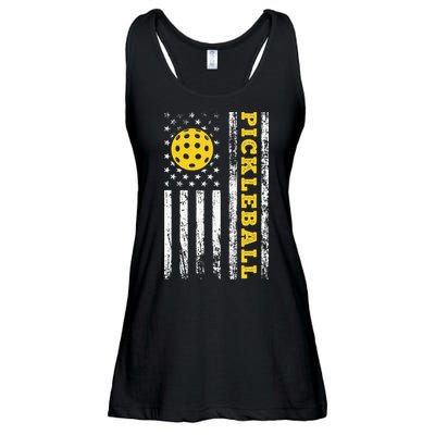 US Flag Pickleball Player Paddleball Lover Ladies Essential Flowy Tank