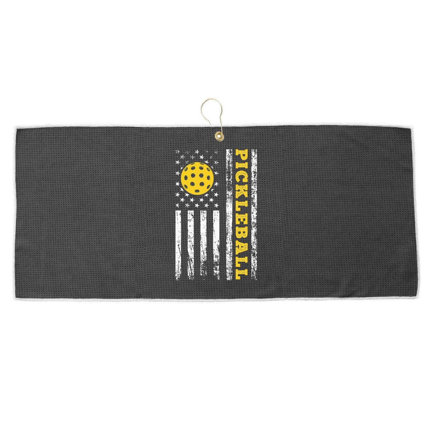 US Flag Pickleball Player Paddleball Lover Large Microfiber Waffle Golf Towel
