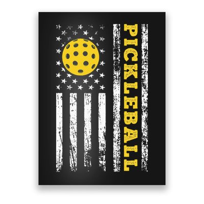 US Flag Pickleball Player Paddleball Lover Poster