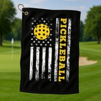 US Flag Pickleball Player Paddleball Lover Golf Towel