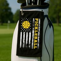 US Flag Pickleball Player Paddleball Lover Golf Towel