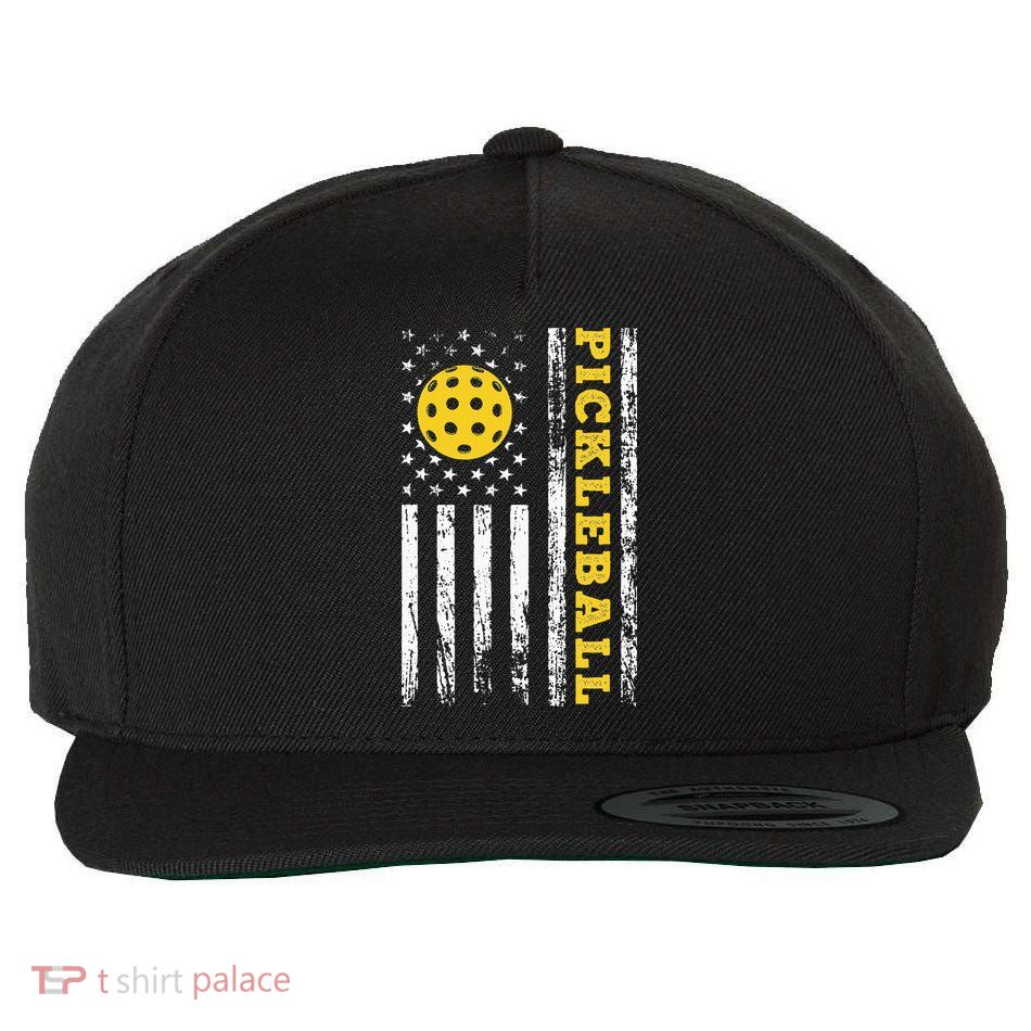 US Flag Pickleball Player Paddleball Lover Wool Snapback Cap