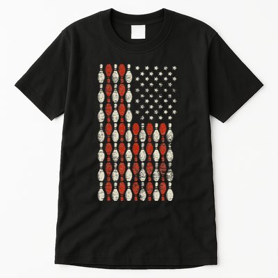 Us Flag Patriotic Proud American Bowler Gift Bowling Tall T-Shirt