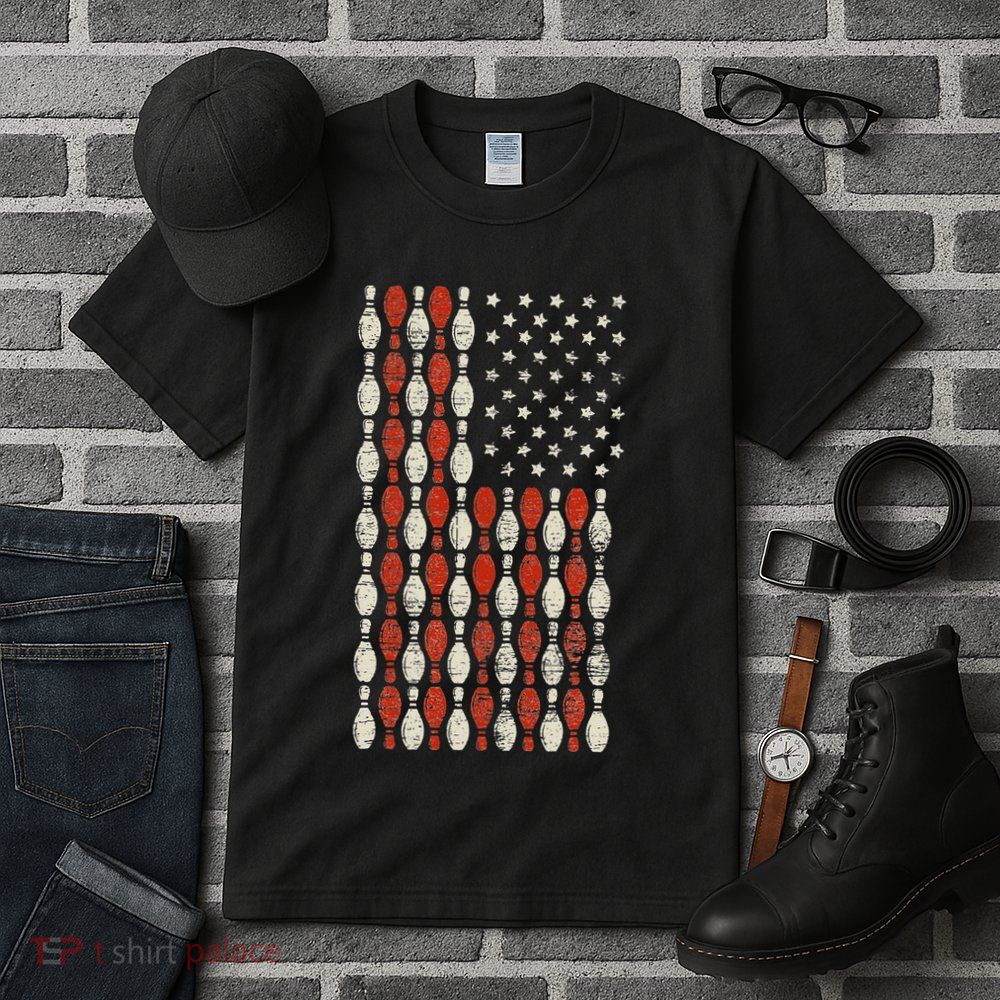 Us Flag Patriotic Proud American Bowler Gift Bowling Tall T-Shirt