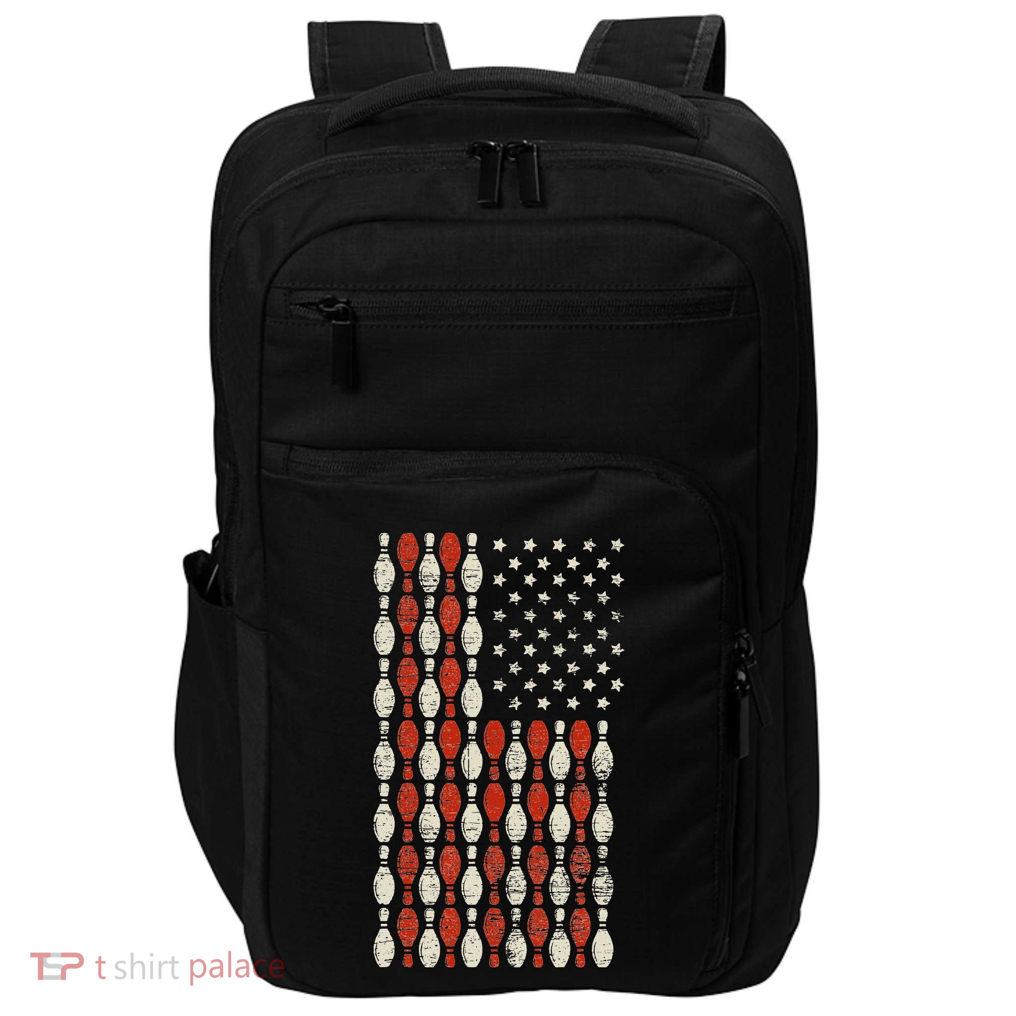 Us Flag Patriotic Proud American Bowler Gift Bowling Impact Tech Backpack