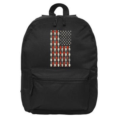 Us Flag Patriotic Proud American Bowler Gift Bowling 16 in Basic Backpack