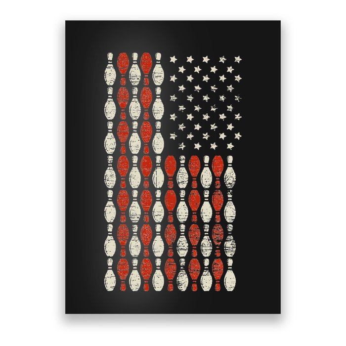 Us Flag Patriotic Proud American Bowler Gift Bowling Poster