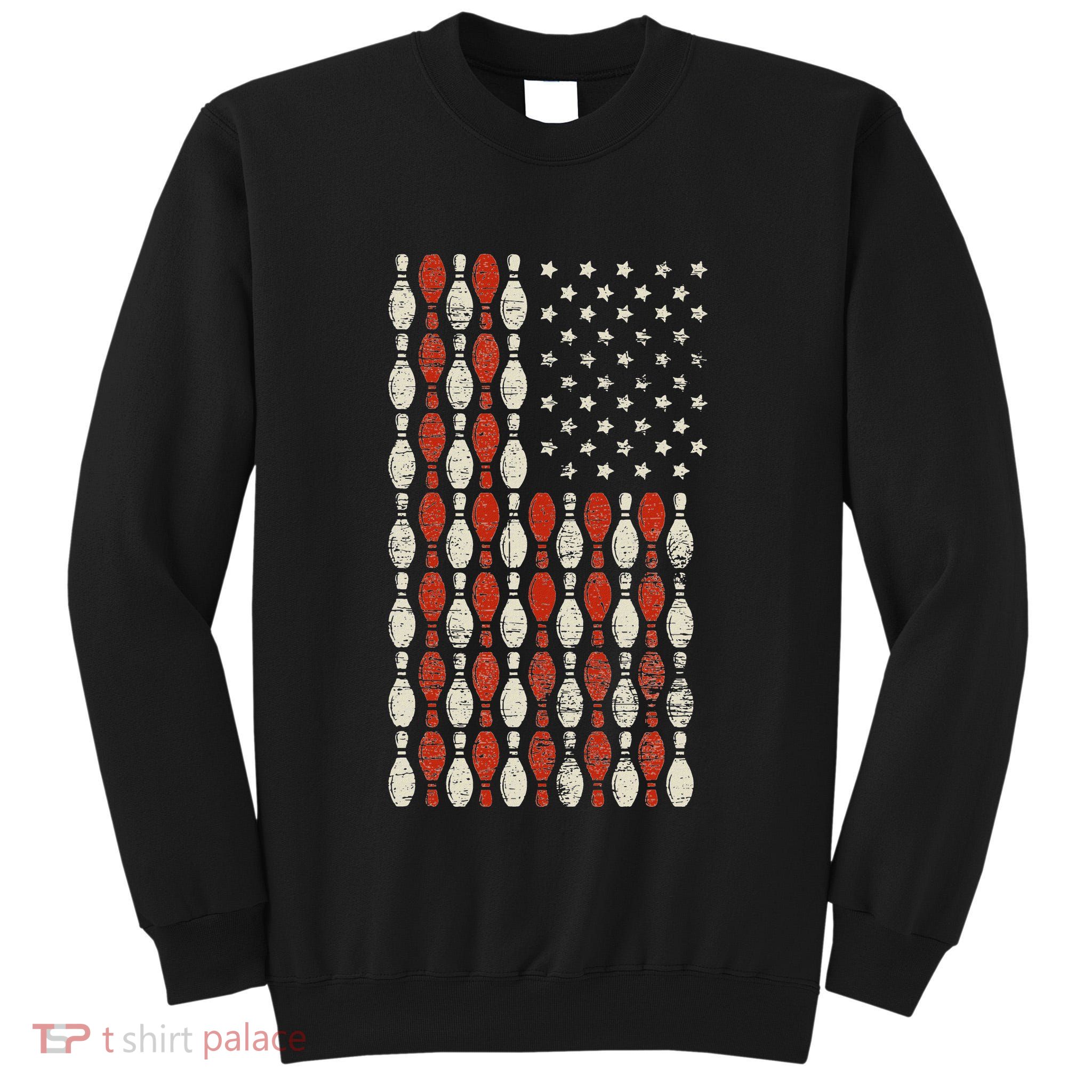 Us Flag Patriotic Proud American Bowler Gift Bowling Tall Sweatshirt