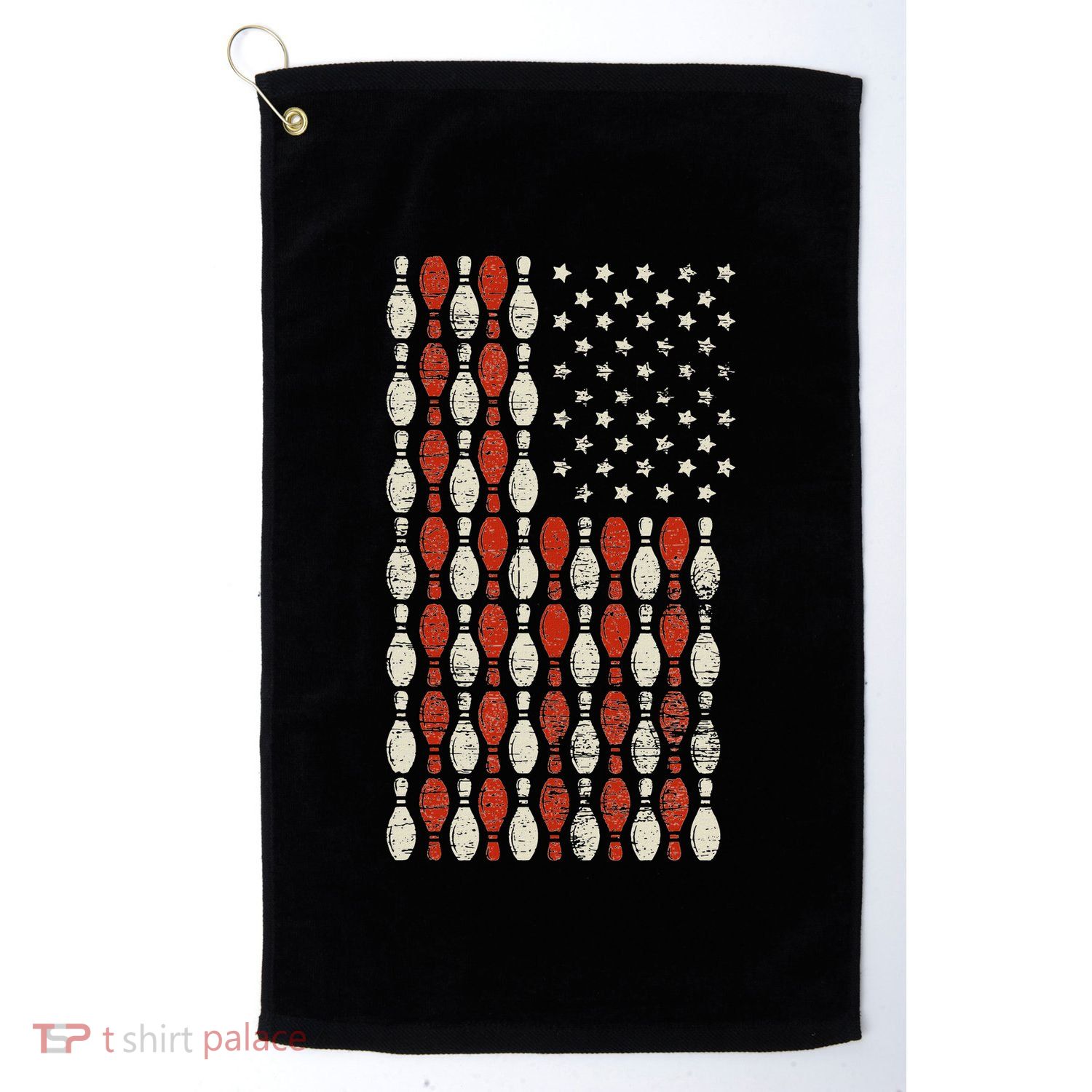 Us Flag Patriotic Proud American Bowler Gift Bowling Golf Towel