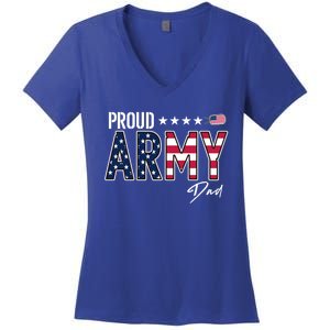 Us Flag Proud Army Dad Funny Gift Women's V-Neck T-Shirt