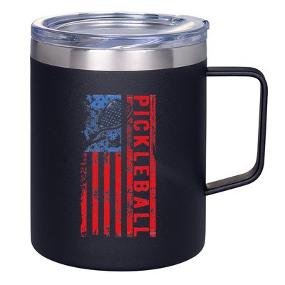 Us Flag Pickleball American Pickleball Player 12oz Stainless Steel Coffee Mug