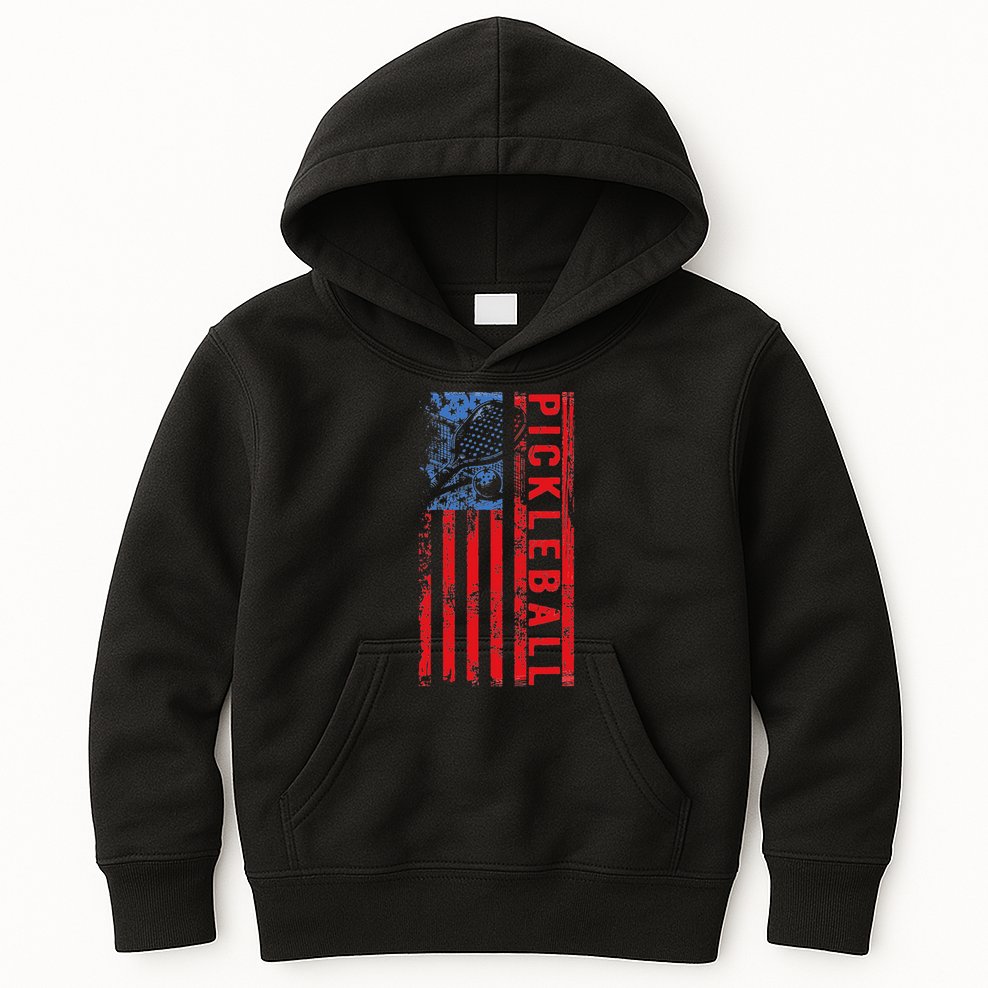 Us Flag Pickleball American Pickleball Player Kids Hoodie