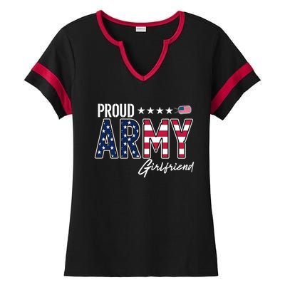 Us Flag Proud Army Friend Gift Ladies Halftime Notch Neck Tee