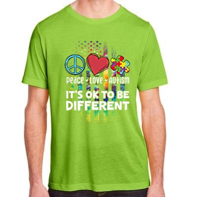 Usa For Peace Love Autism ItS Ok To Be Different Cool Gift Adult ChromaSoft Performance T-Shirt