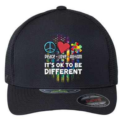 Usa For Peace Love Autism ItS Ok To Be Different Cool Gift Flexfit Unipanel Trucker Cap