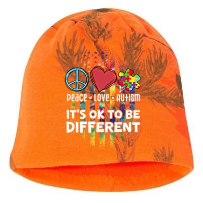 Usa For Peace Love Autism ItS Ok To Be Different Cool Gift Kati - Camo Knit Beanie