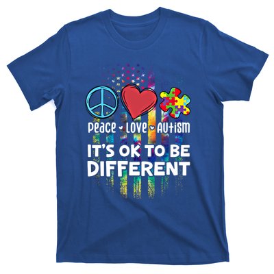 Usa For Peace Love Autism ItS Ok To Be Different Cool Gift T-Shirt