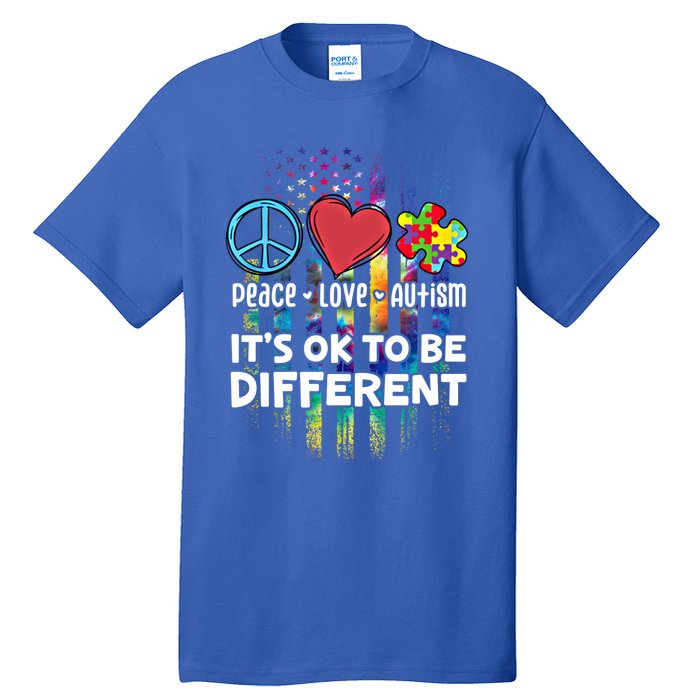 Usa For Peace Love Autism ItS Ok To Be Different Cool Gift Tall T-Shirt