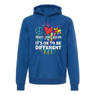 Usa For Peace Love Autism ItS Ok To Be Different Cool Gift Premium Hoodie