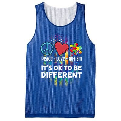 Usa For Peace Love Autism ItS Ok To Be Different Cool Gift Mesh Reversible Basketball Jersey Tank