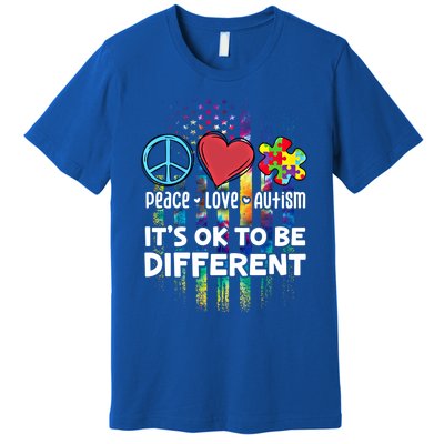 Usa For Peace Love Autism ItS Ok To Be Different Cool Gift Premium T-Shirt