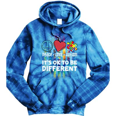 Usa For Peace Love Autism ItS Ok To Be Different Cool Gift Tie Dye Hoodie