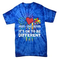 Usa For Peace Love Autism ItS Ok To Be Different Cool Gift Tie-Dye T-Shirt