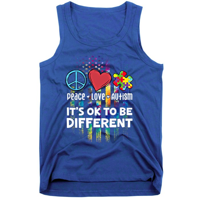 Usa For Peace Love Autism ItS Ok To Be Different Cool Gift Tank Top