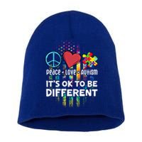 Usa For Peace Love Autism ItS Ok To Be Different Cool Gift Short Acrylic Beanie