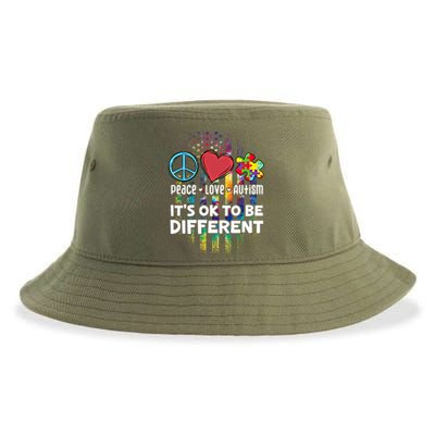 Usa For Peace Love Autism ItS Ok To Be Different Cool Gift Sustainable Bucket Hat