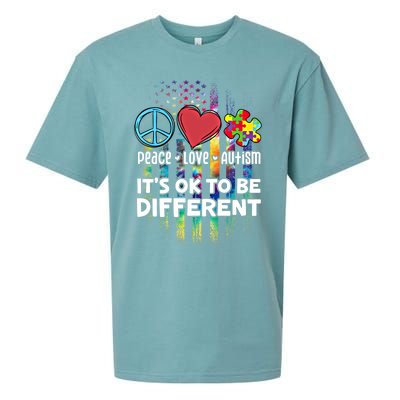 Usa For Peace Love Autism ItS Ok To Be Different Cool Gift Sueded Cloud Jersey T-Shirt