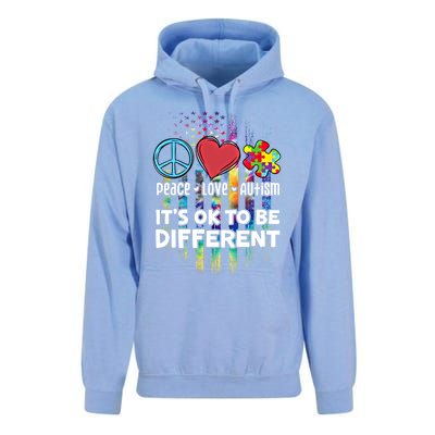 Usa For Peace Love Autism ItS Ok To Be Different Cool Gift Unisex Surf Hoodie