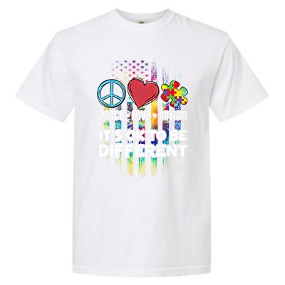 Usa For Peace Love Autism ItS Ok To Be Different Cool Gift Garment-Dyed Heavyweight T-Shirt