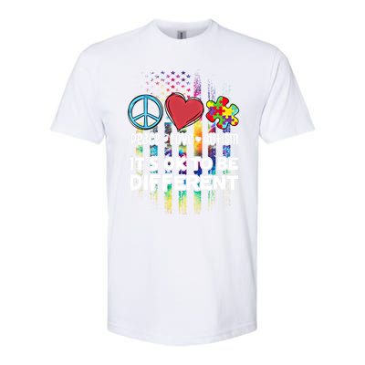 Usa For Peace Love Autism ItS Ok To Be Different Cool Gift Softstyle CVC T-Shirt