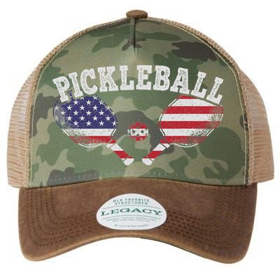 Us Flag Pickleball Player Vintage Pickle Ball Lover Legacy Tie Dye Trucker Hat