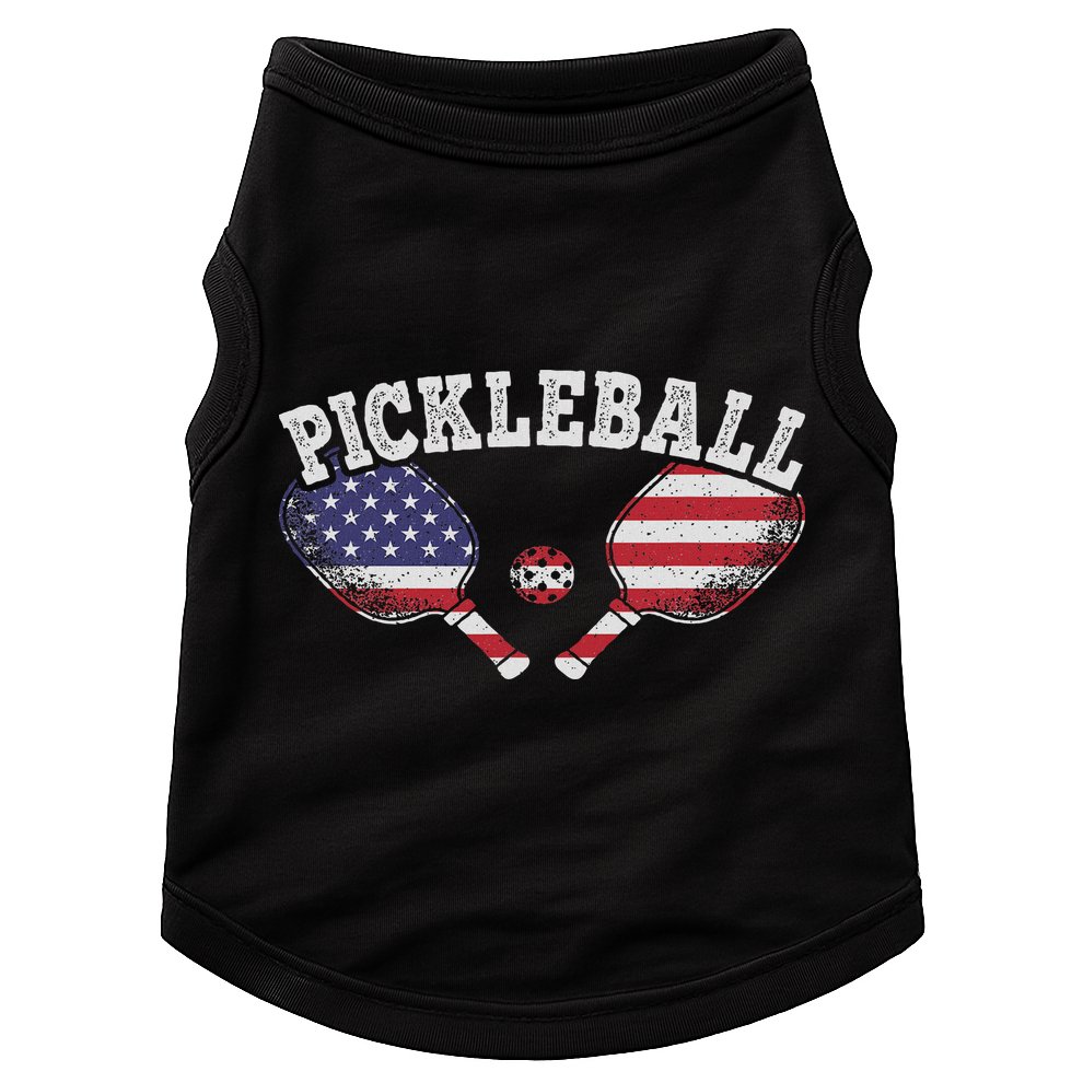 Us Flag Pickleball Player Vintage Pickle Ball Lover Doggie Tank