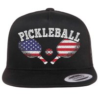 Us Flag Pickleball Player Vintage Pickle Ball Lover Flatbill Hat
