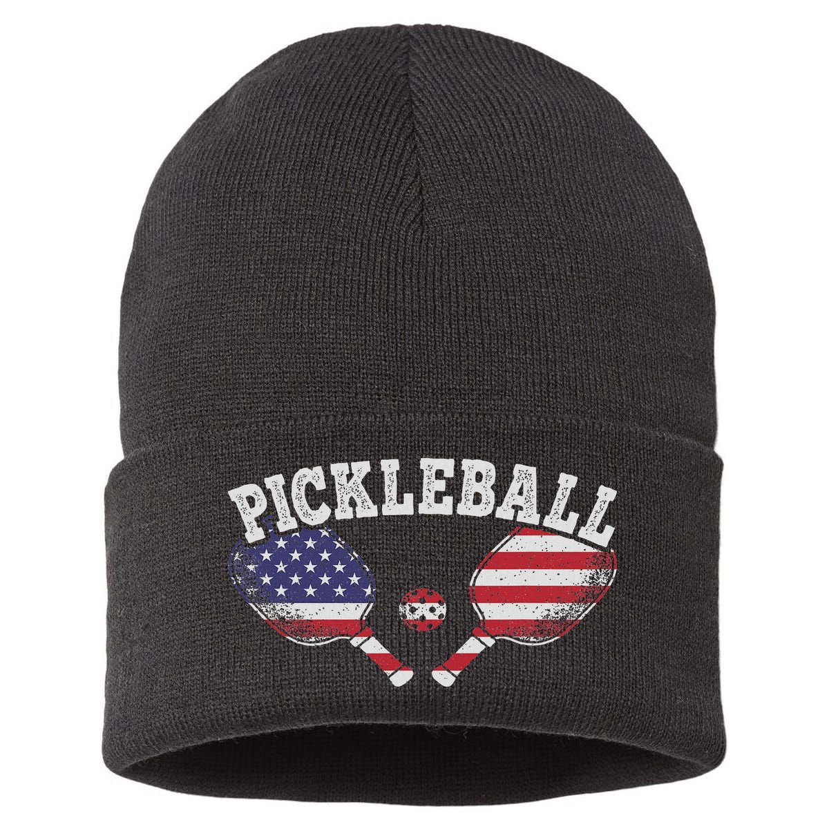 Us Flag Pickleball Player Vintage Pickle Ball Lover Sustainable Knit Beanie
