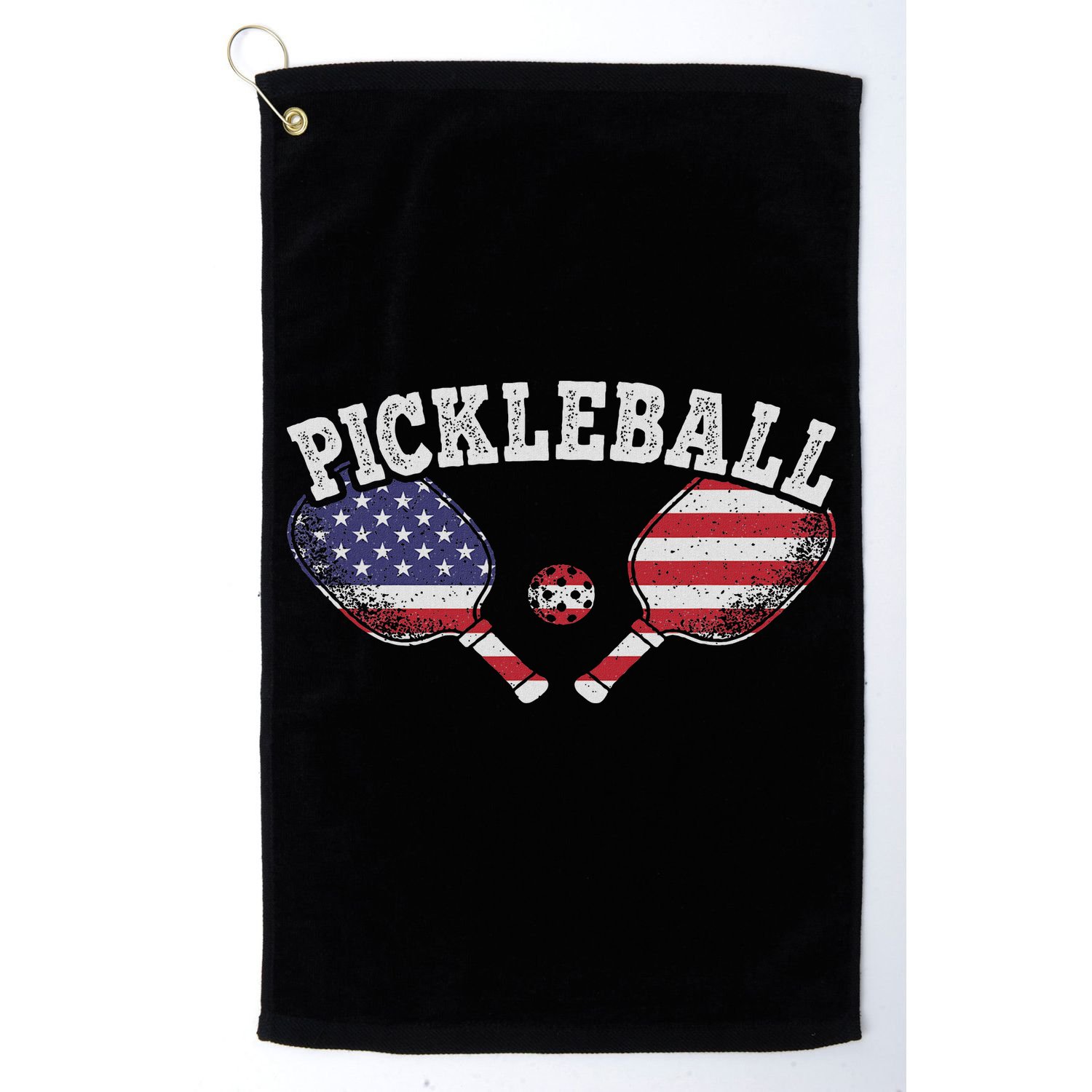 Us Flag Pickleball Player Vintage Pickle Ball Lover Golf Towel