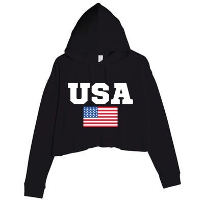 USA Flag Patriotic 4th Of July America Day Of Independence Crop Fleece Hoodie