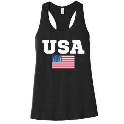 USA Flag Patriotic 4th Of July America Day Of Independence Women's Racerback Tank