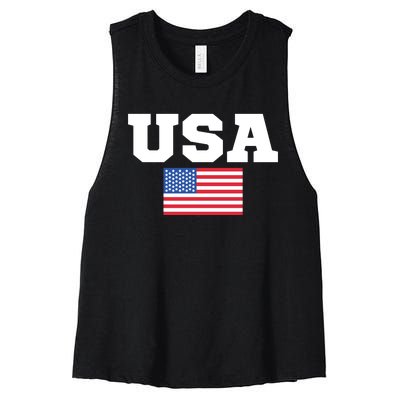 USA Flag Patriotic 4th Of July America Day Of Independence Women's Racerback Cropped Tank