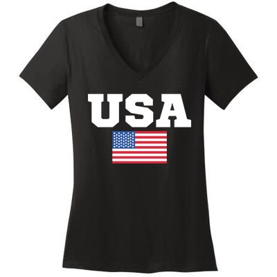 USA Flag Patriotic 4th Of July America Day Of Independence Women's V-Neck T-Shirt