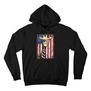 USA Flag Patriotic Giraffe Sunglasses Funny Animal Lover Hoodie