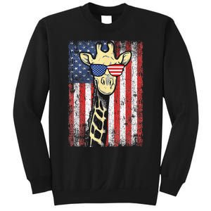 USA Flag Patriotic Giraffe Sunglasses Funny Animal Lover Sweatshirt