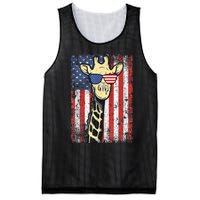 USA Flag Patriotic Giraffe Sunglasses Funny Animal Lover Mesh Reversible Basketball Jersey Tank