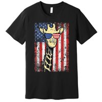 USA Flag Patriotic Giraffe Sunglasses Funny Animal Lover Premium T-Shirt