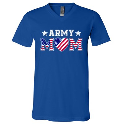 Usa Flag Proud Army National Guard Mom Military Mother's Day Gift V-Neck T-Shirt